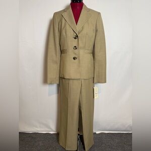 Evan Picone Pantsuit Women's Size 6 Taupe 2-Piece Set Blazer & Pants